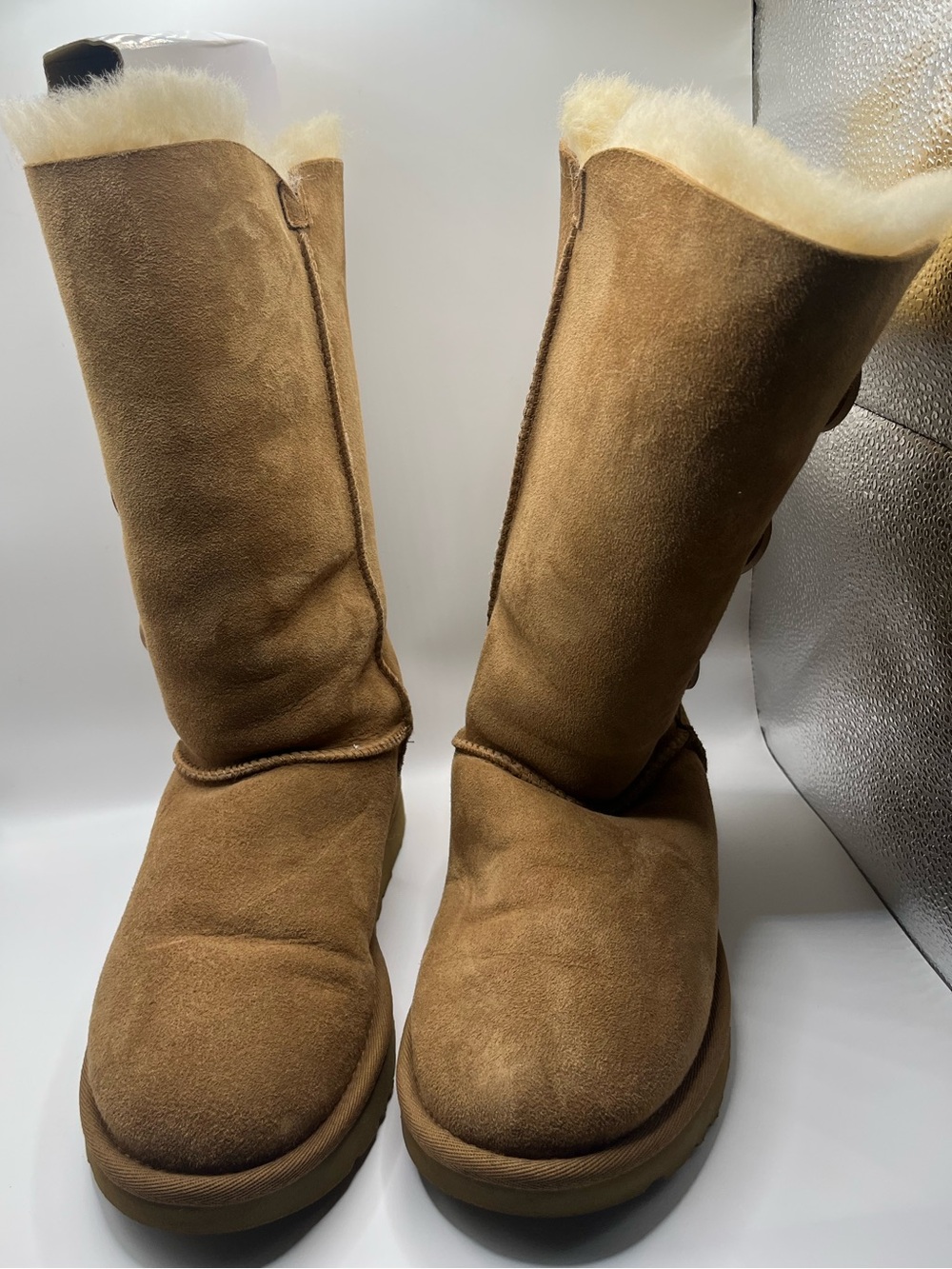 UGG Chestnut Suede Tall Shearling-Lined Boots